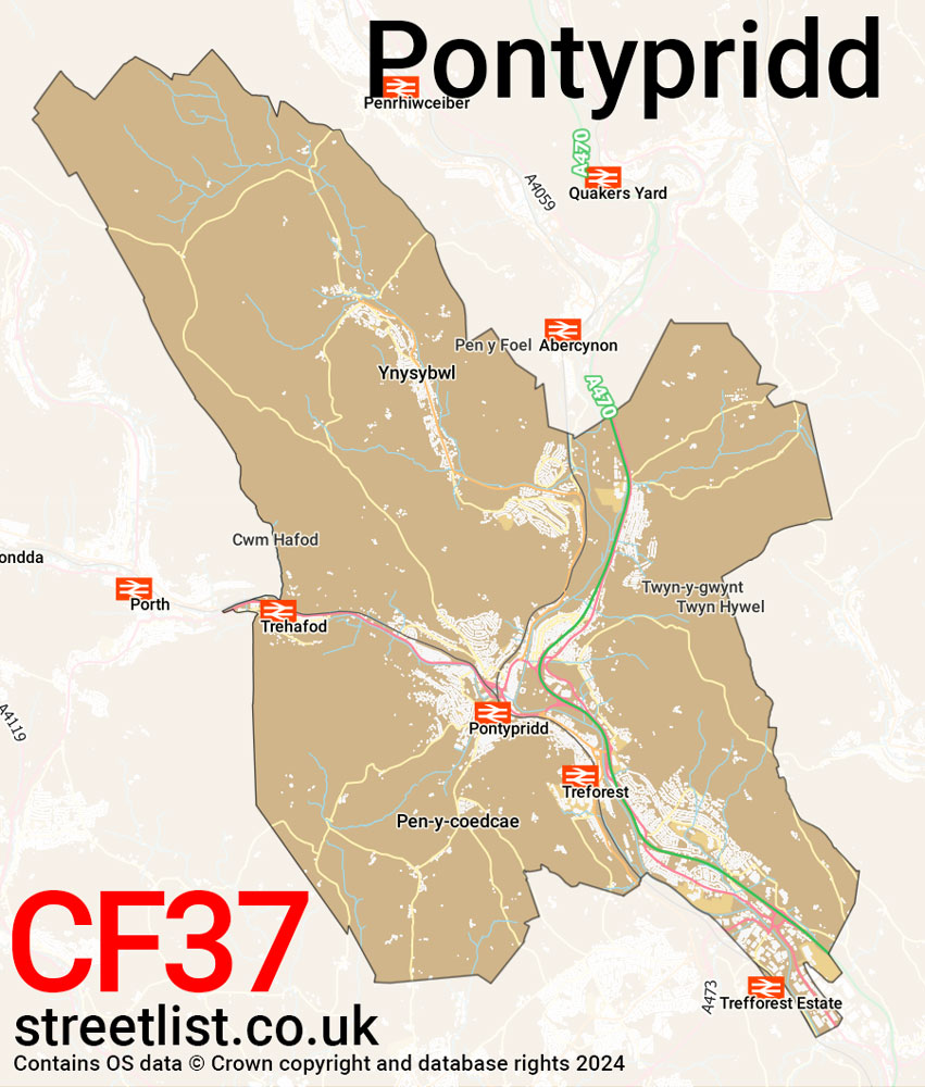 Map of the CF37 postcode