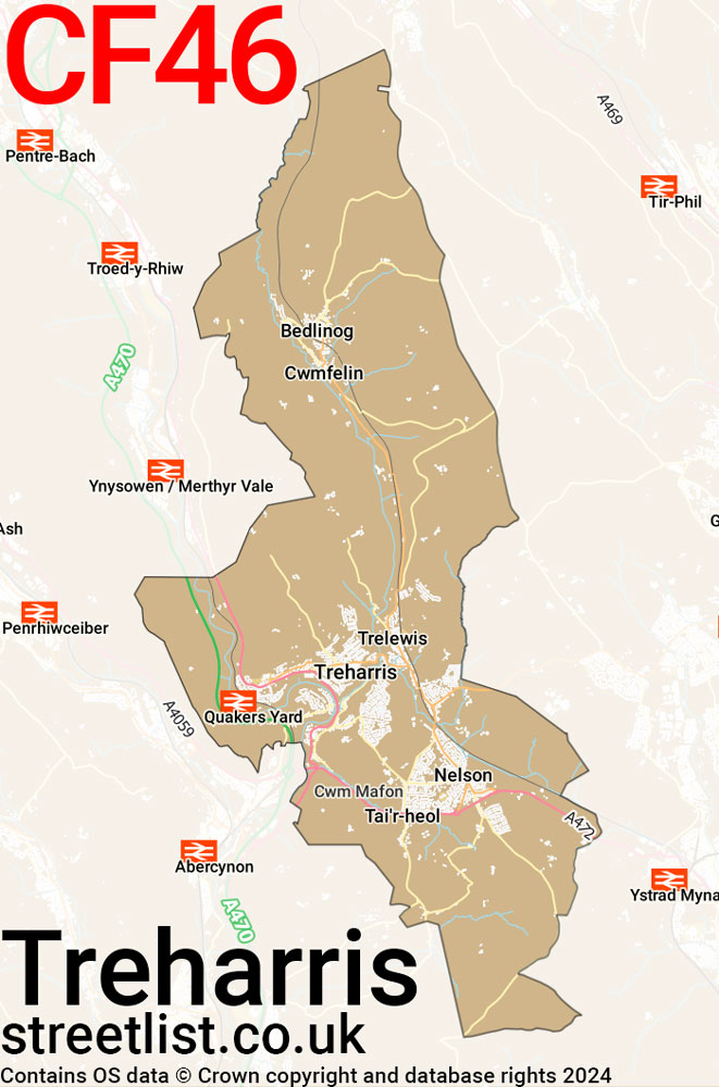 Map of the CF46 postcode