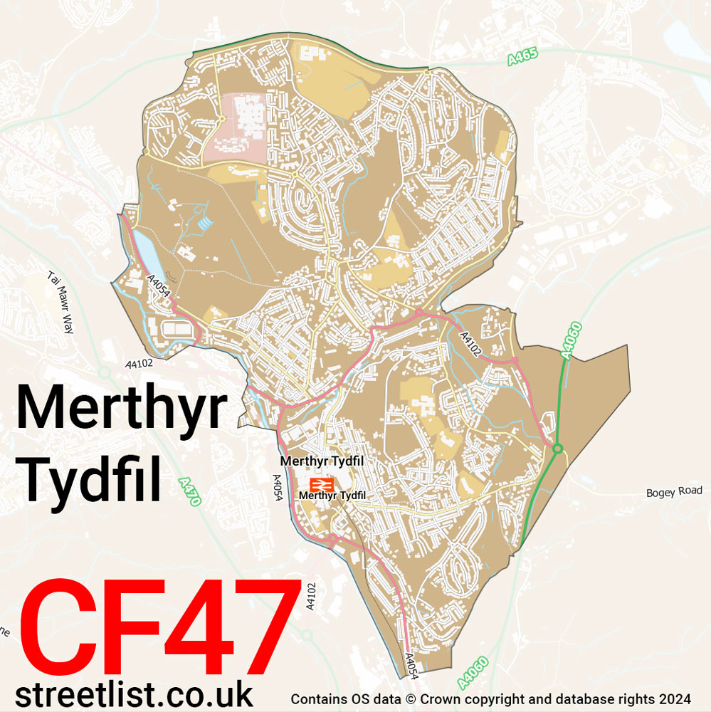 Map of the CF47 postcode