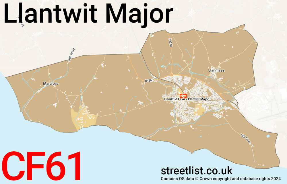 Map of the CF61 postcode