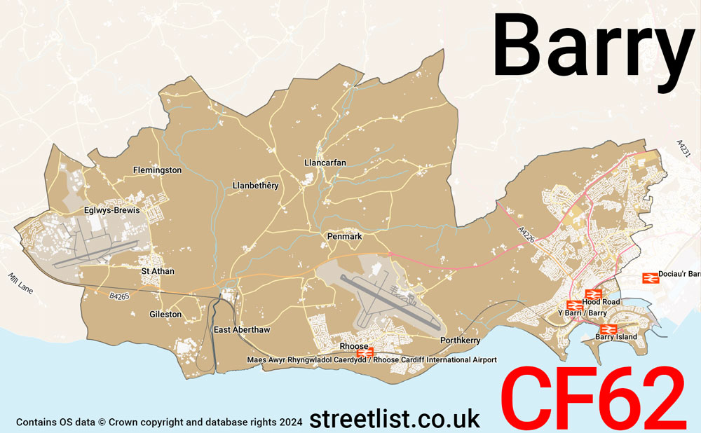 Map of the CF62 postcode