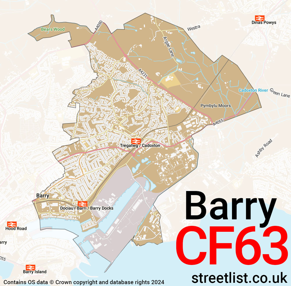 Map of the CF63 postcode