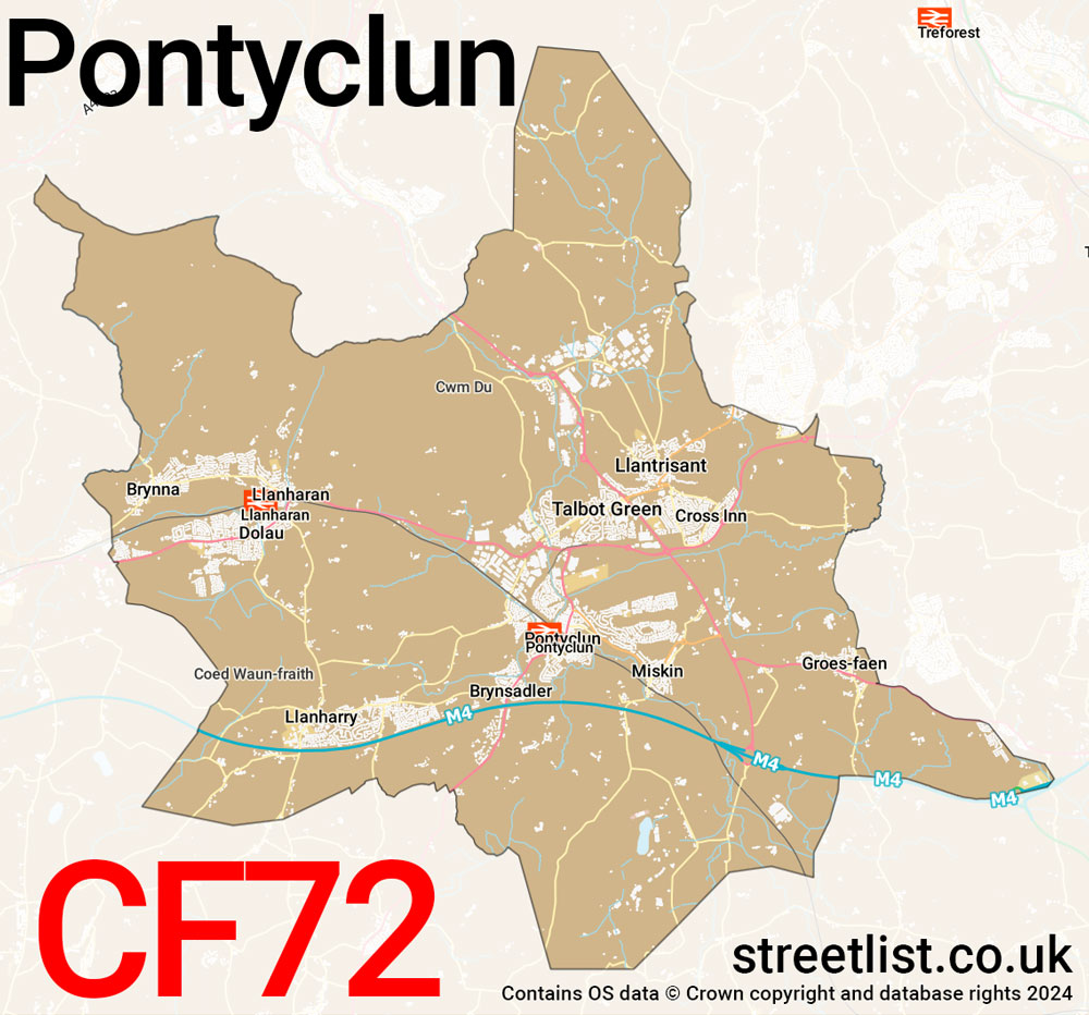 Map of the CF72 postcode