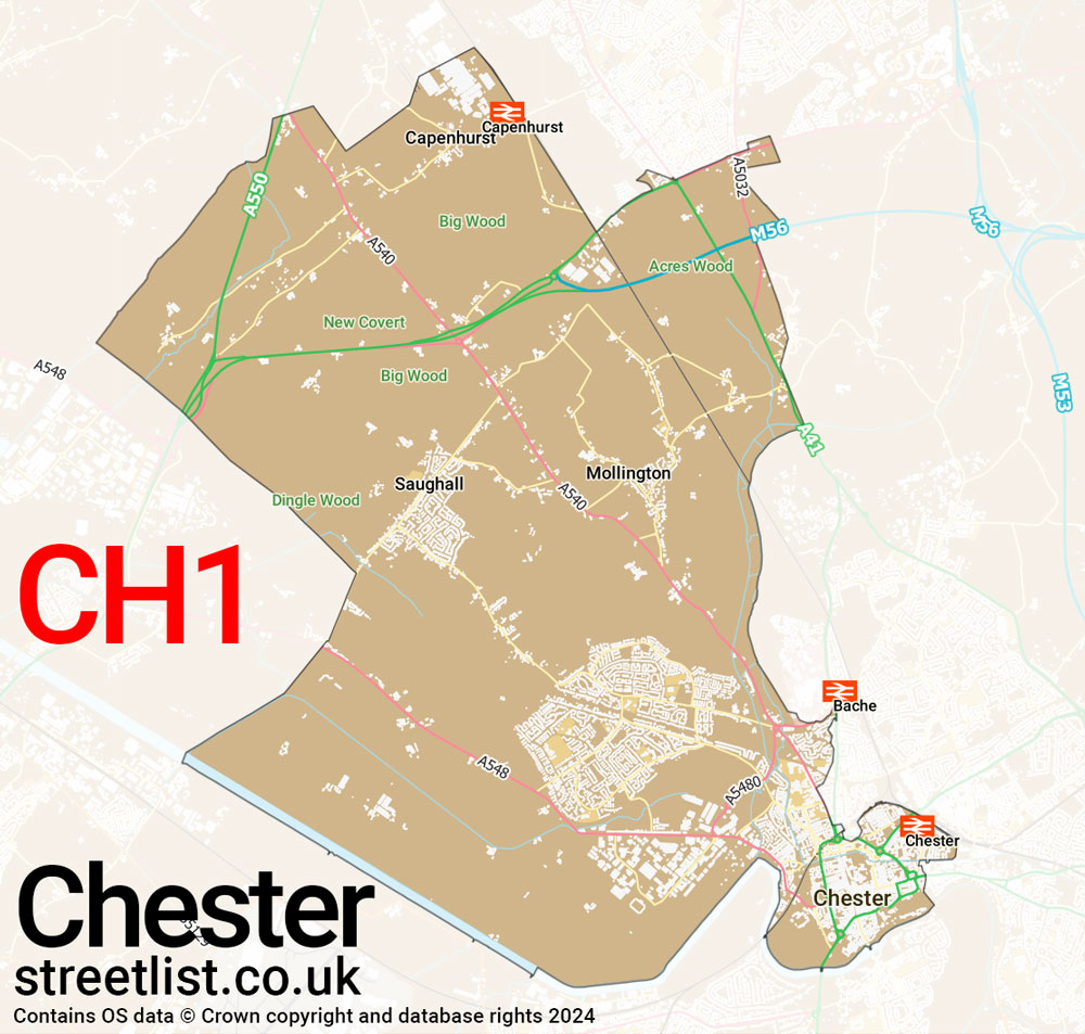 Map of the CH1 postcode