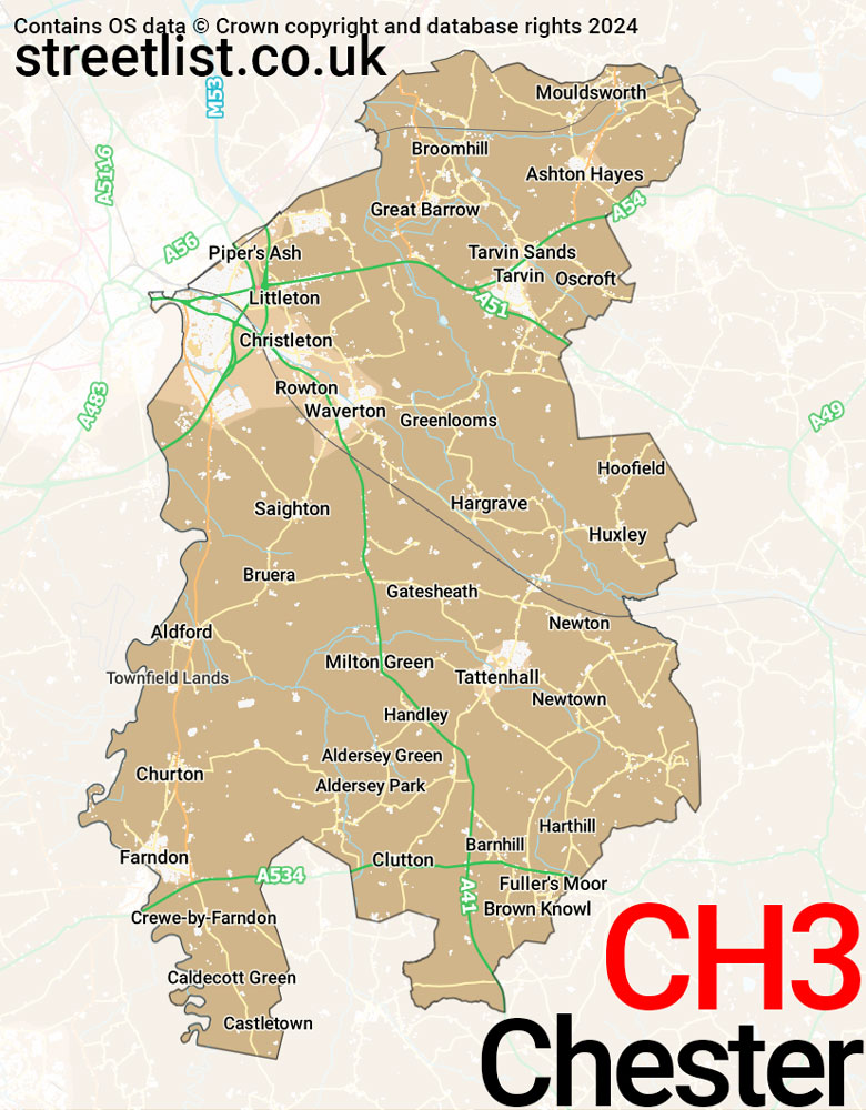 Map of the CH3 postcode