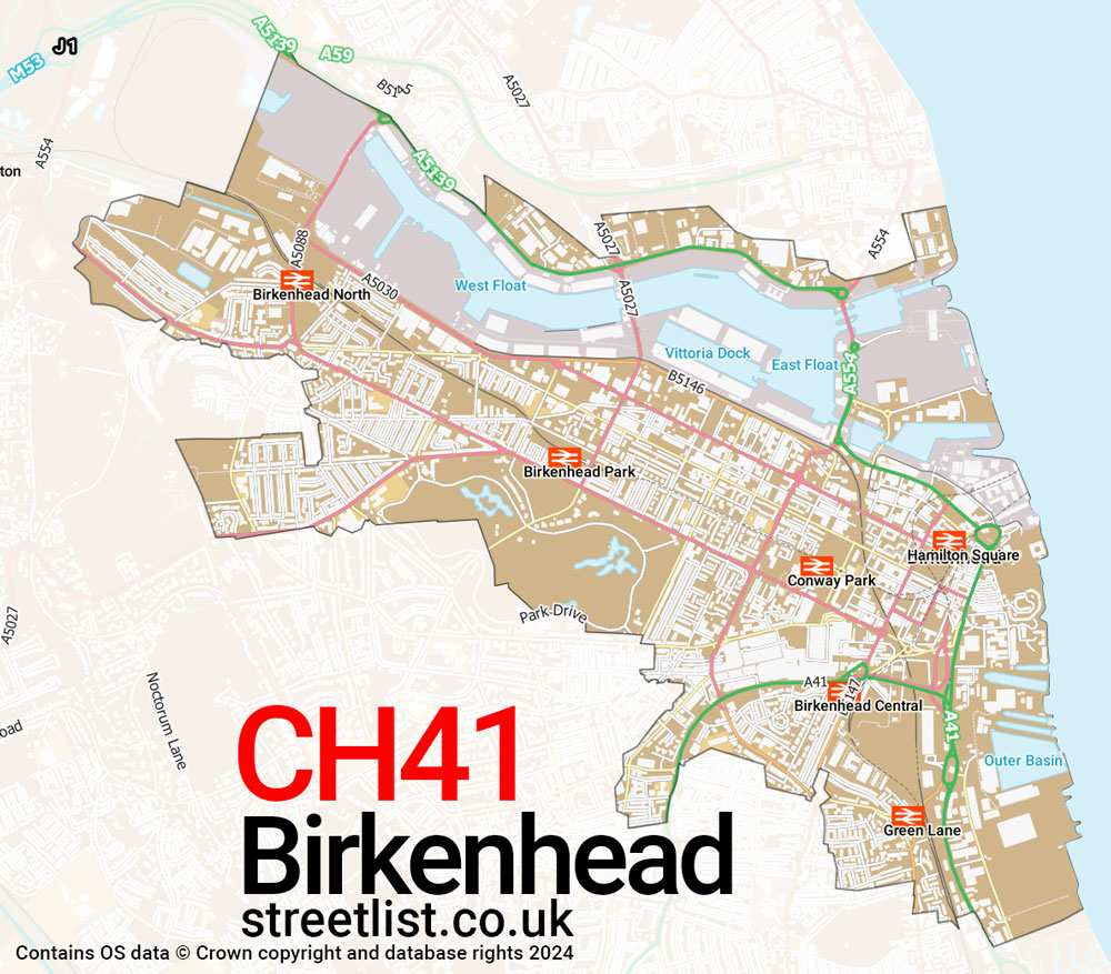 Map of the CH41 postcode