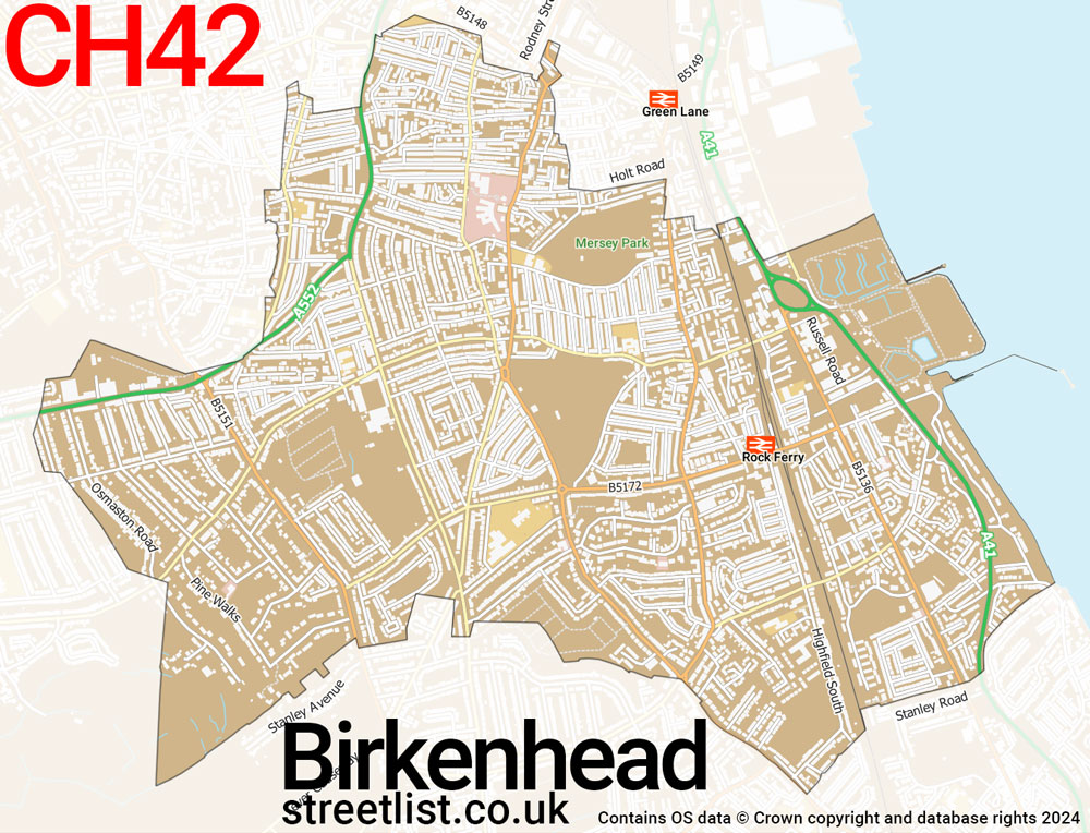 Map of the CH42 postcode