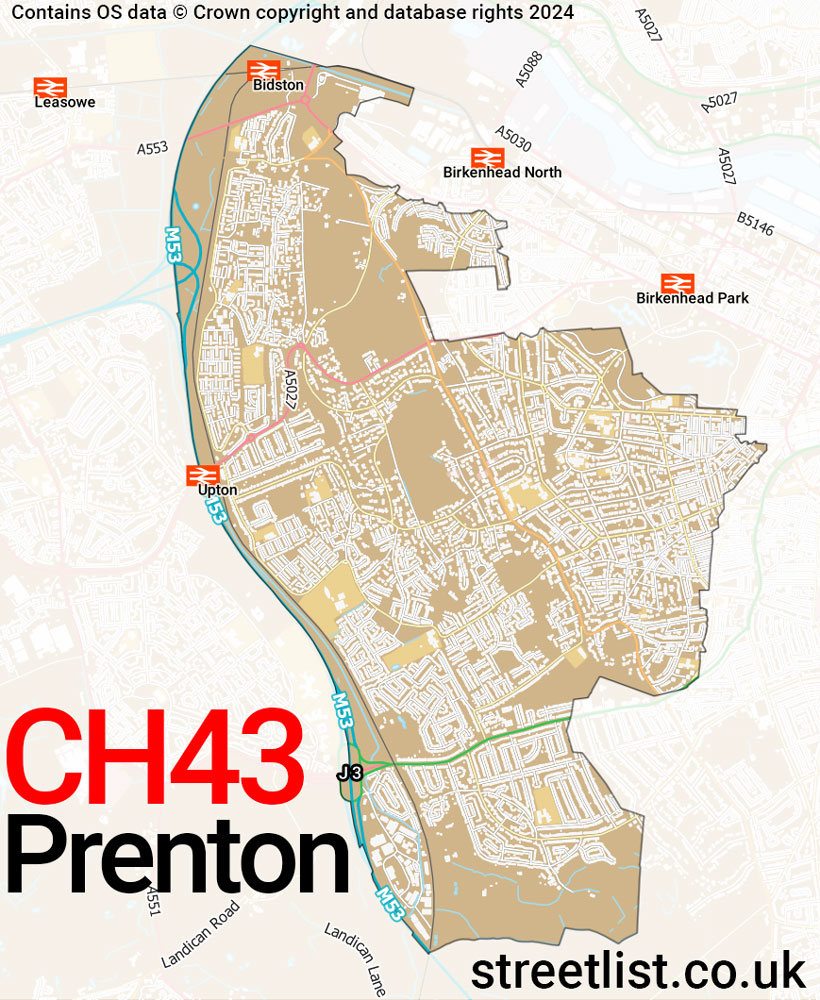 Map of the CH43 postcode