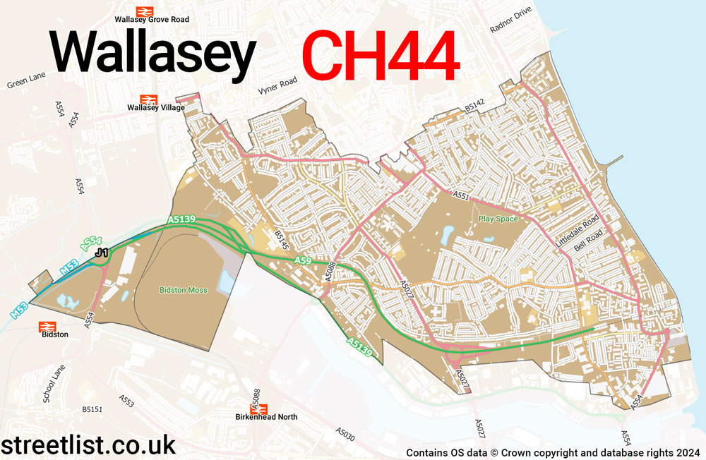 Map of the CH44 postcode