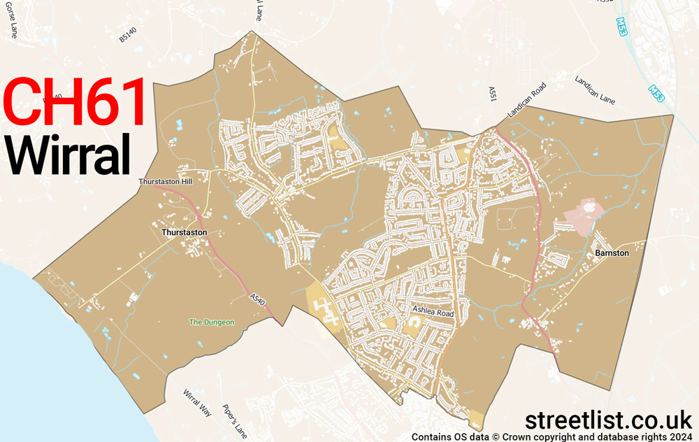 Map of the CH61 postcode