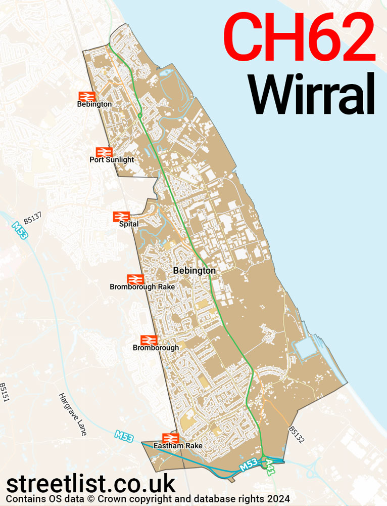 Map of the CH62 postcode