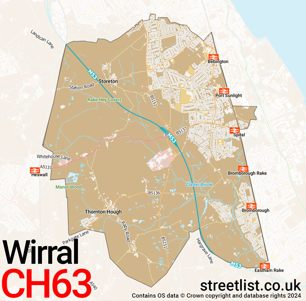 Map of the CH63 postcode