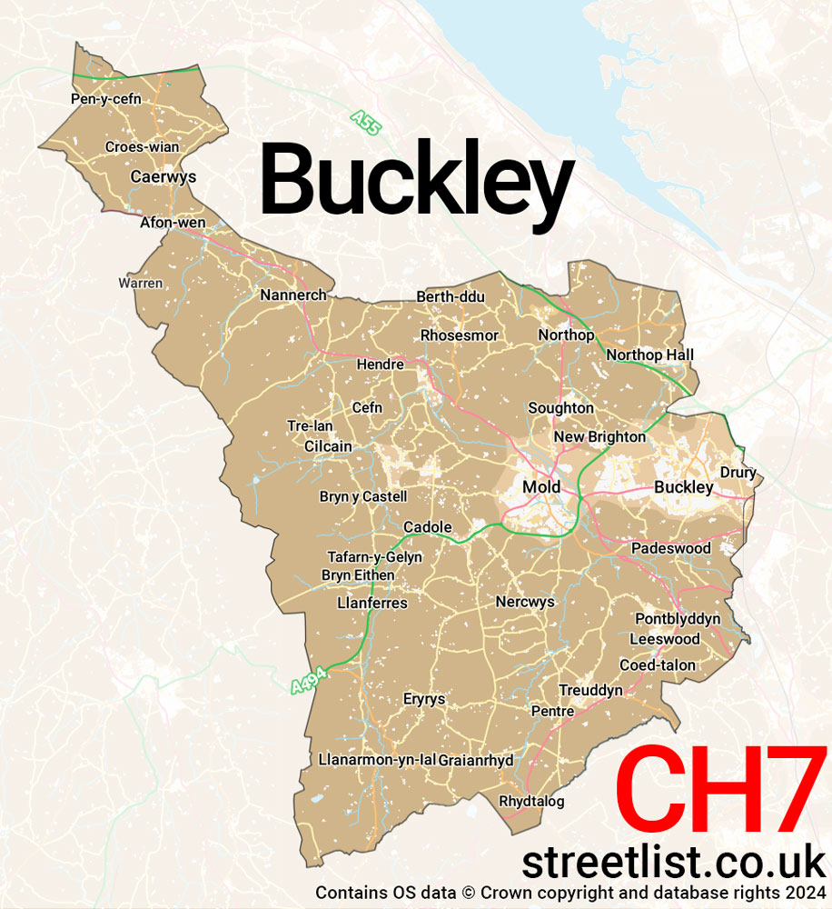 Map of the CH7 postcode