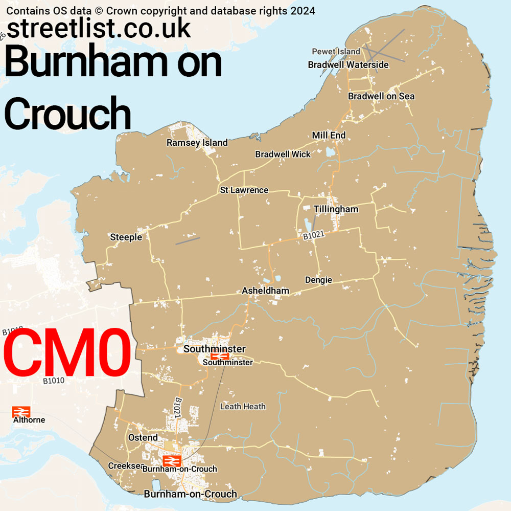 Map of the CM0 postcode