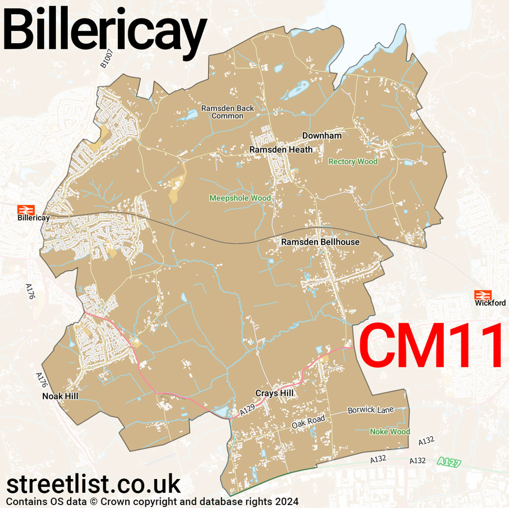 Map of the CM11 postcode