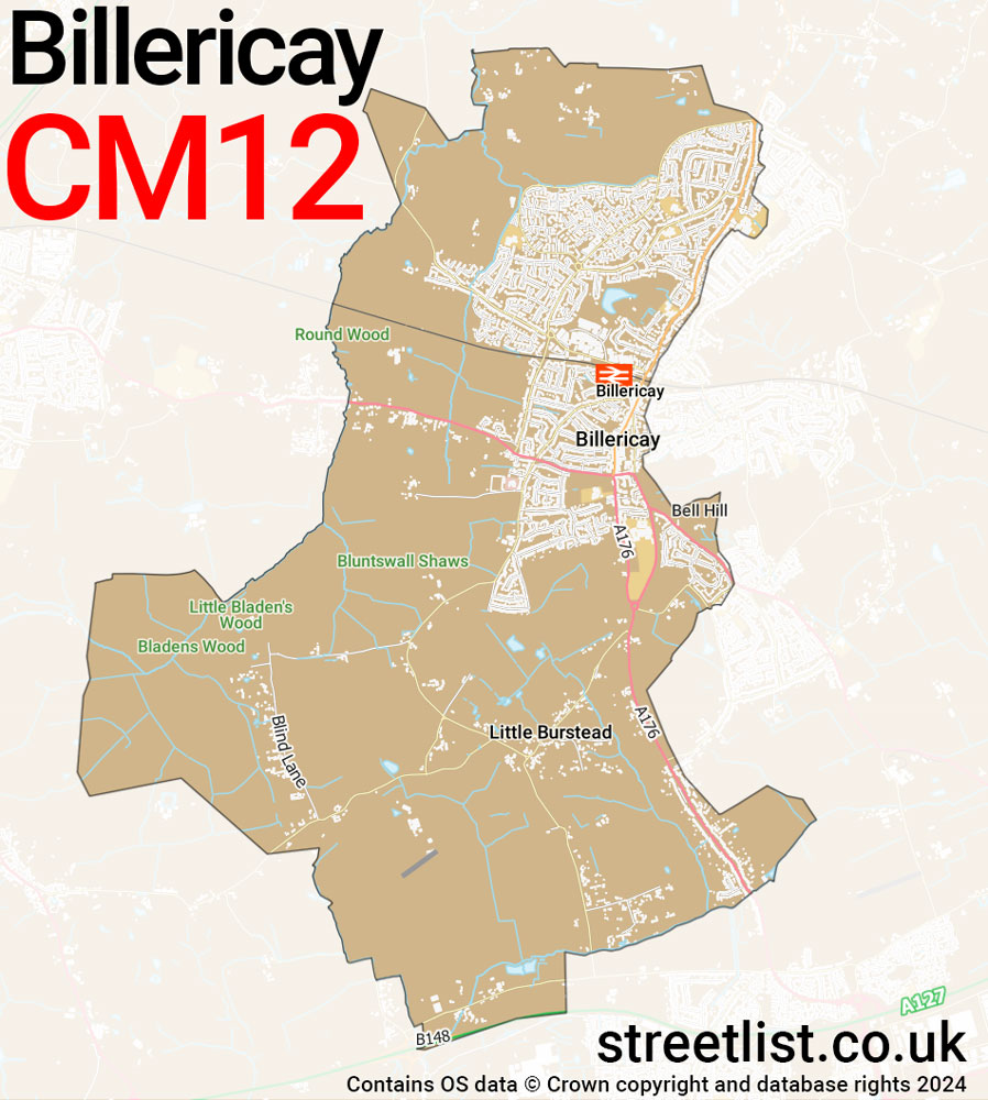 Map of the CM12 postcode