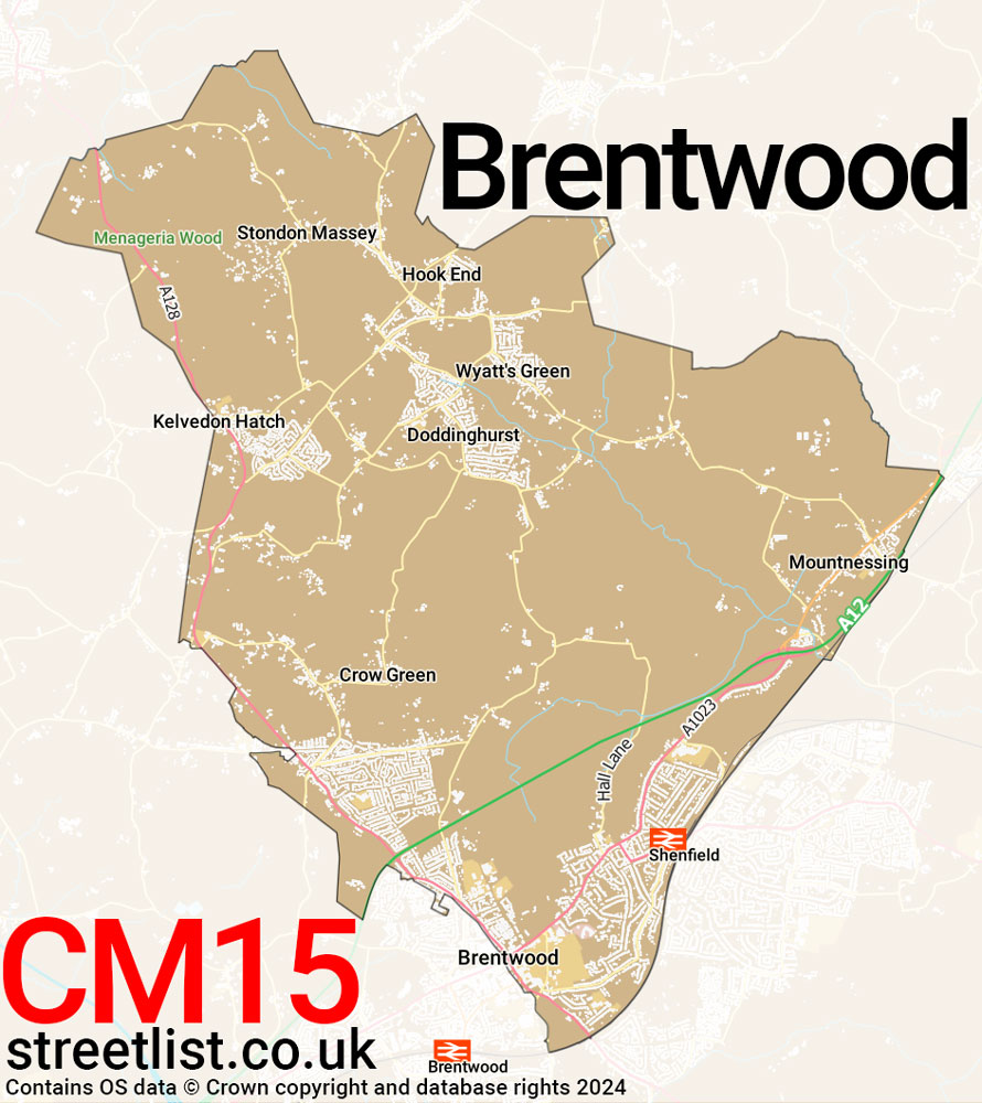 Map of the CM15 postcode