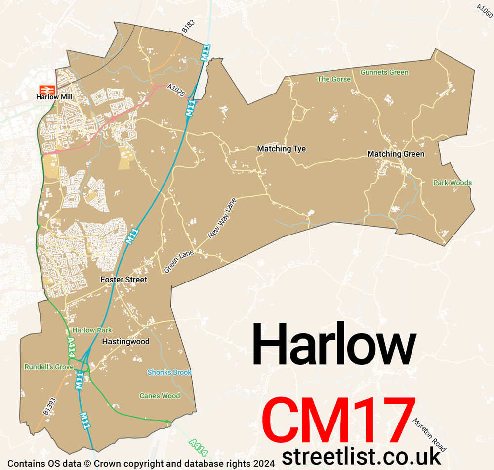 Map of the CM17 postcode