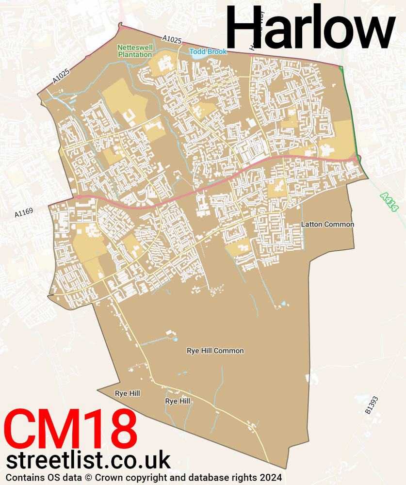 Map of the CM18 postcode