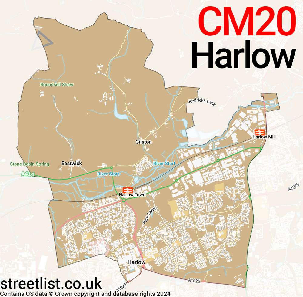 Map of the CM20 postcode