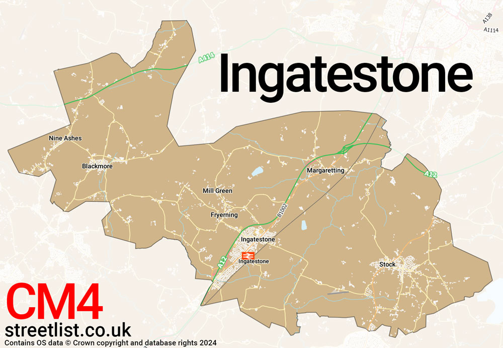 Map of the CM4 postcode