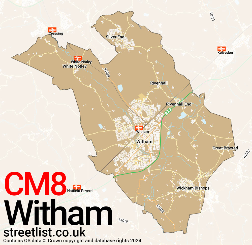 Map of the CM8 postcode