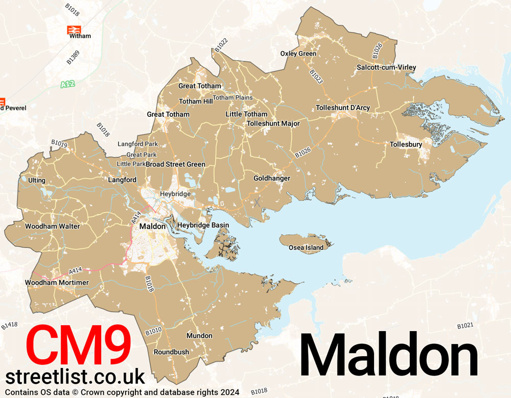 Map of the CM9 postcode