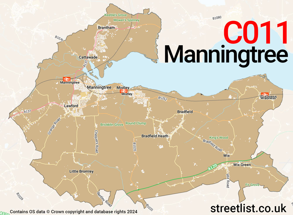 Map of the CO11 postcode