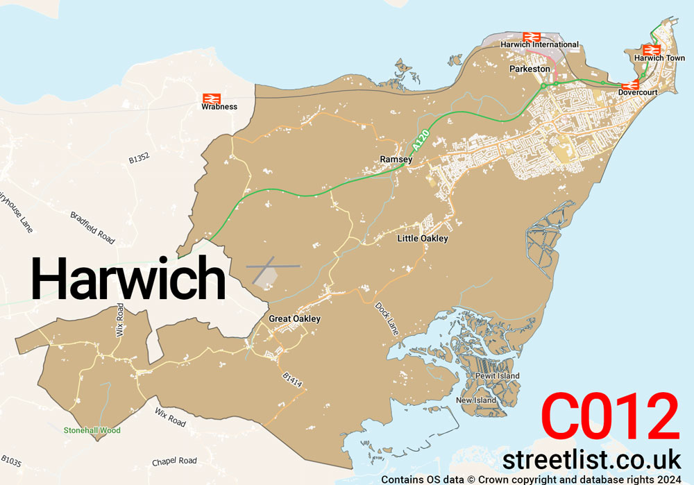 Map of the CO12 postcode