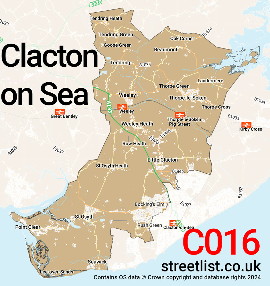 Map of the CO16 postcode