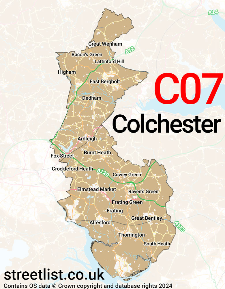 Map of the CO7 postcode