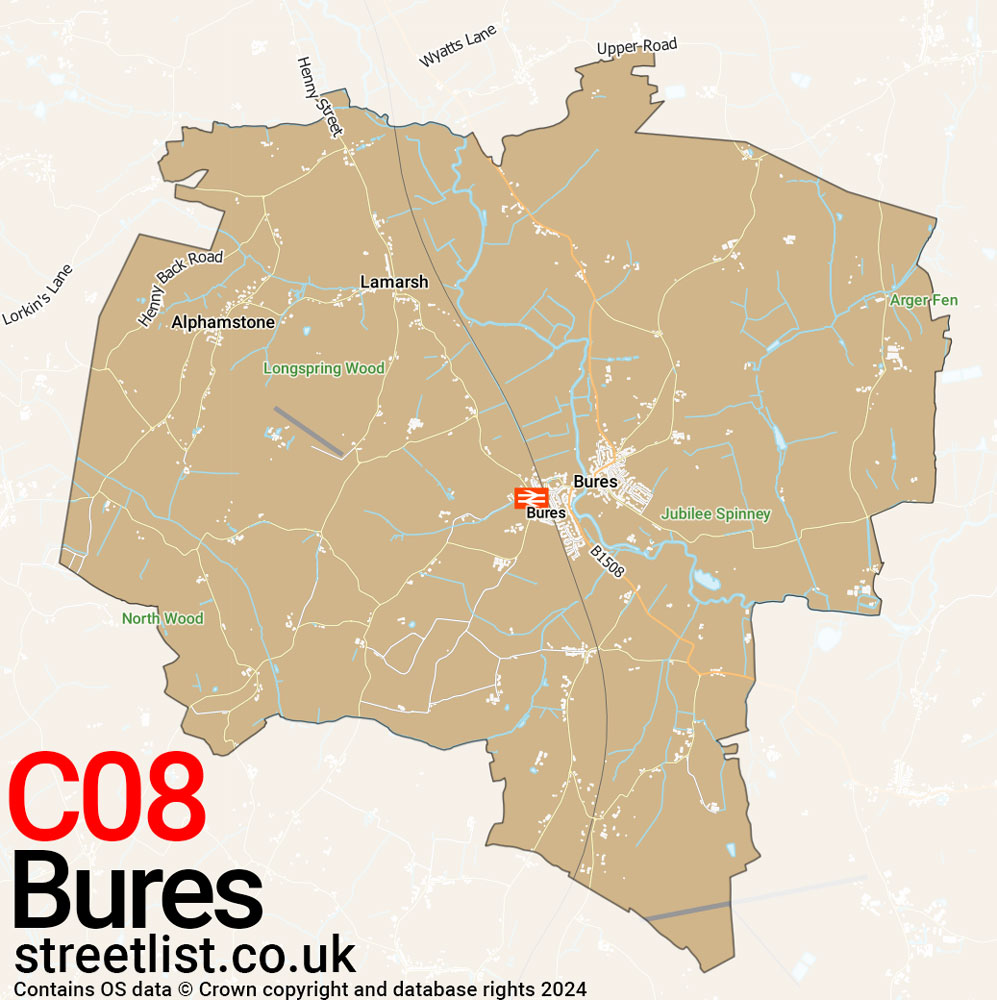 Map of the CO8 postcode