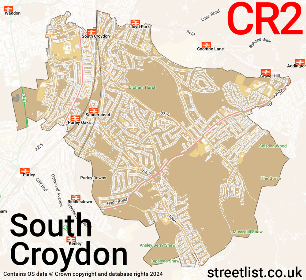 Map of the CR2 postcode