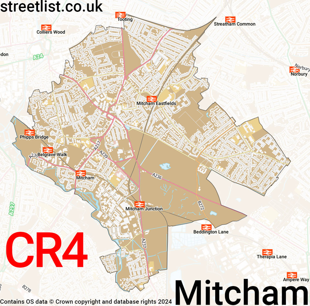 Map of the CR4 postcode