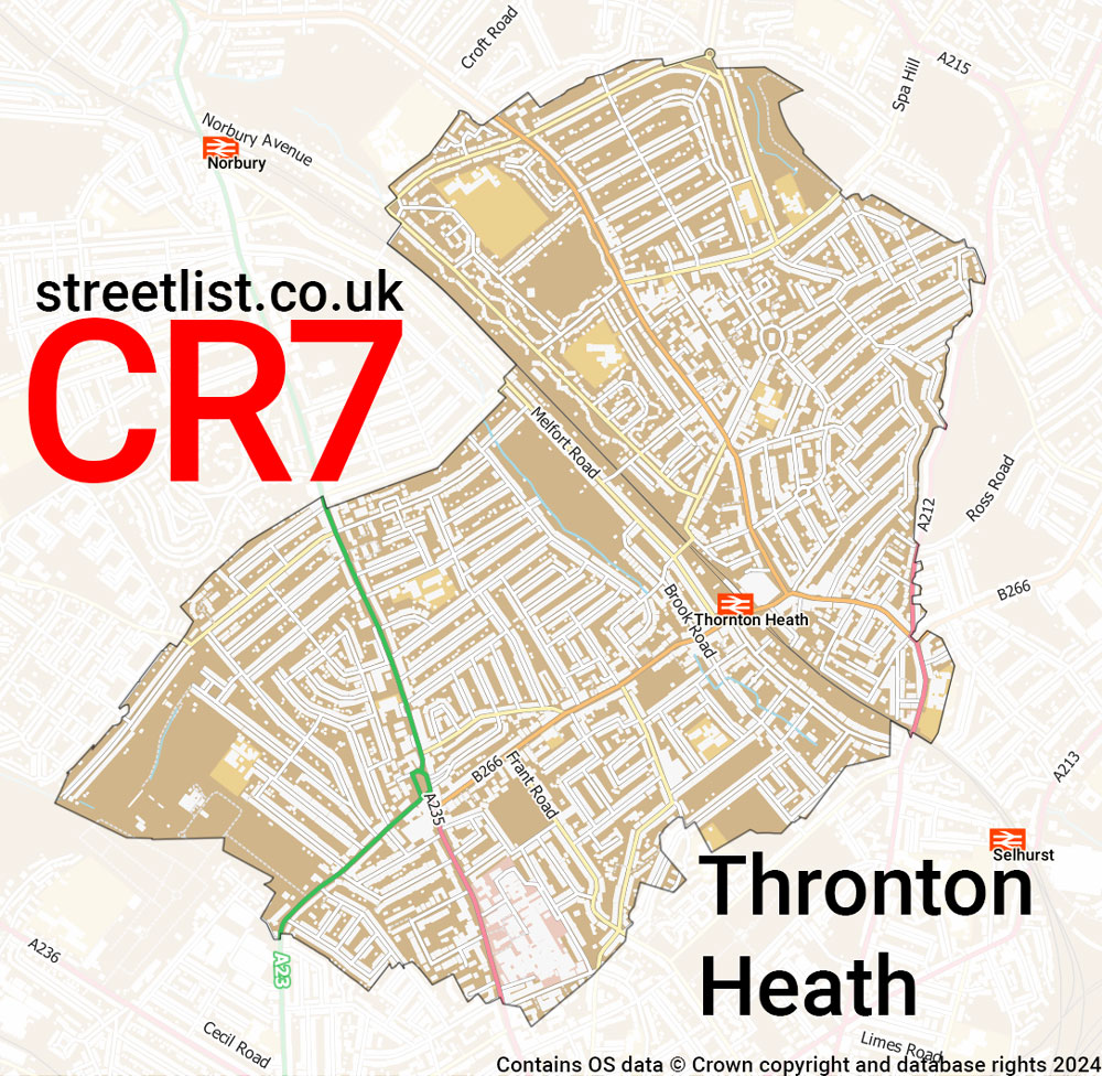 Map of the CR7 postcode