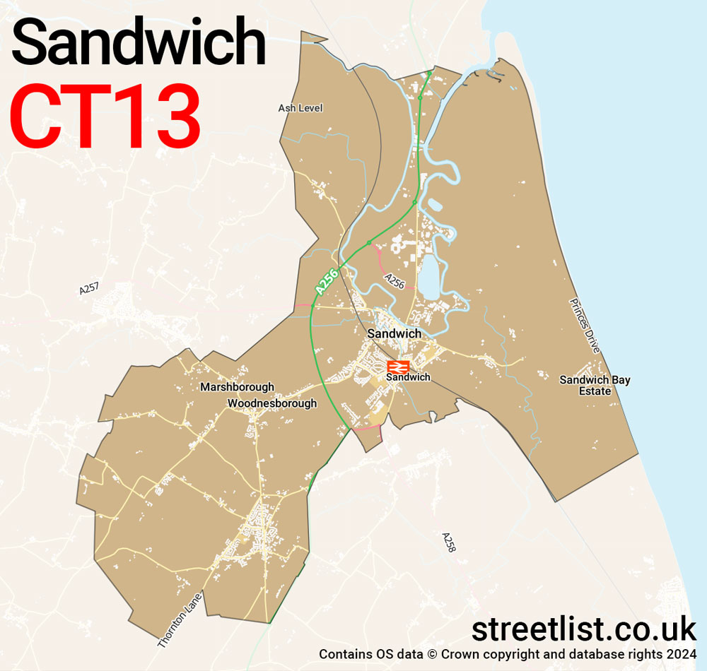 Map of the CT13 postcode