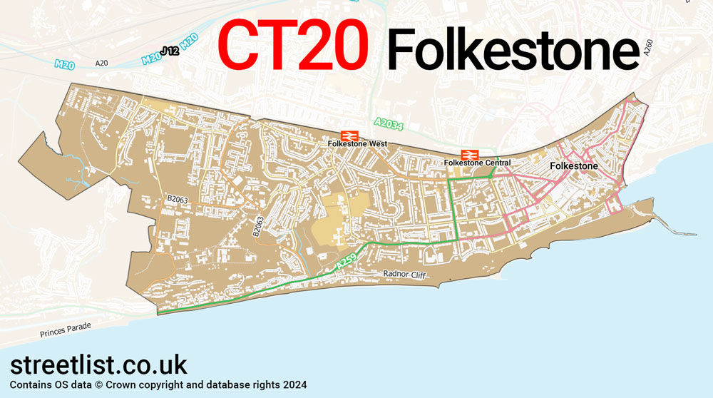 Map of the CT20 postcode