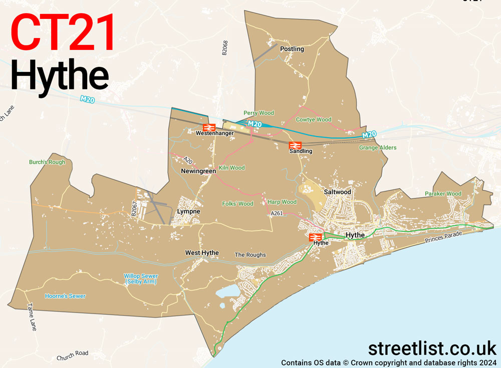 Map of the CT21 postcode