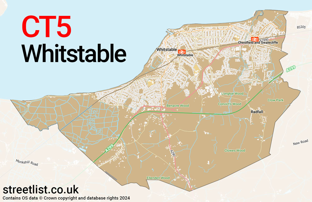 Map of the CT5 postcode