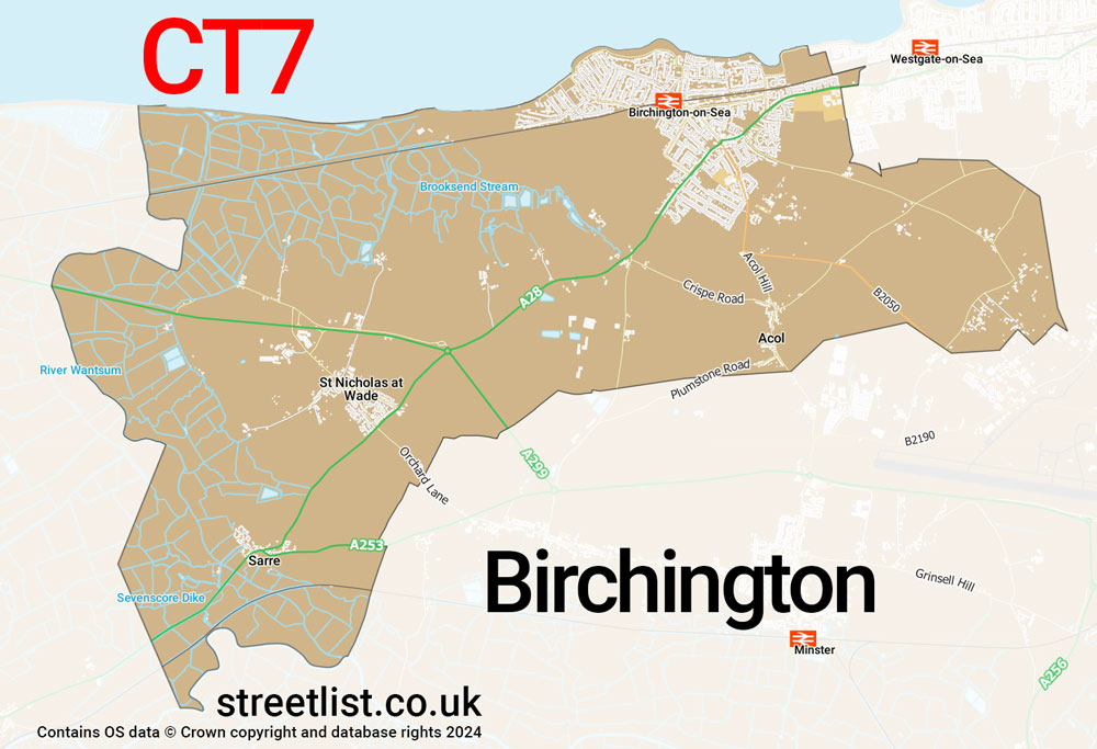 Map of the CT7 postcode