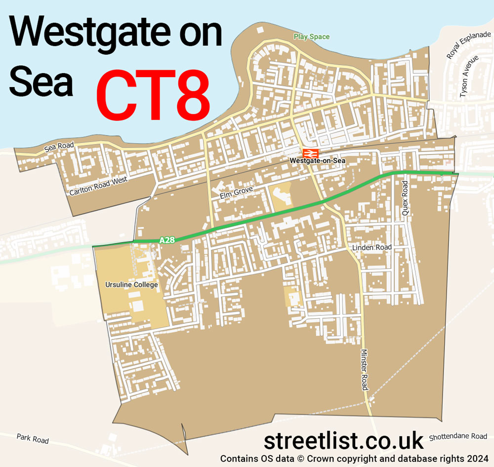 Map of the CT8 postcode