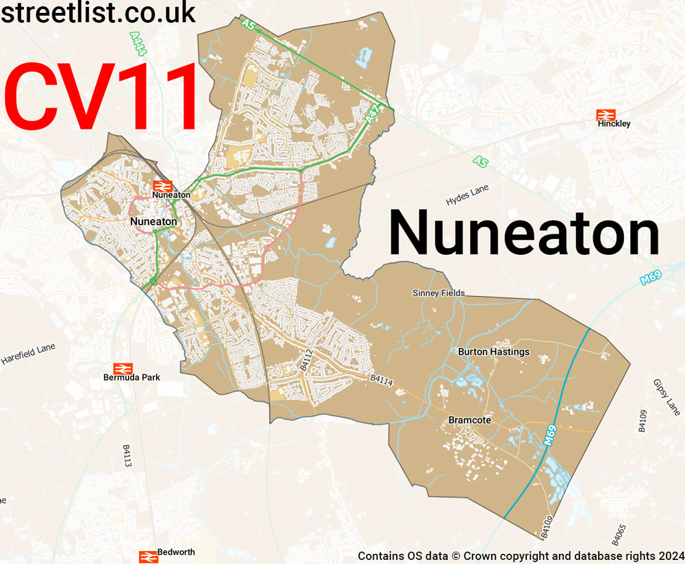 Map of the CV11 postcode