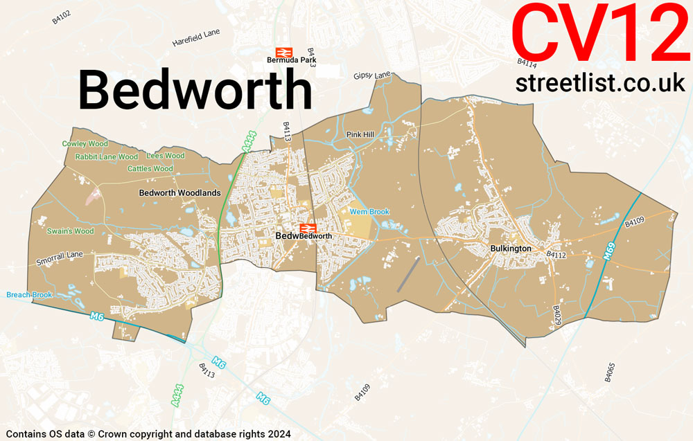 Map of the CV12 postcode