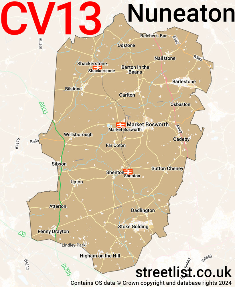 Map of the CV13 postcode