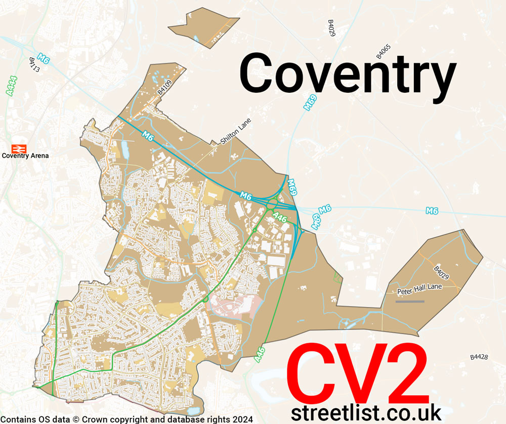 Map of the CV2 postcode