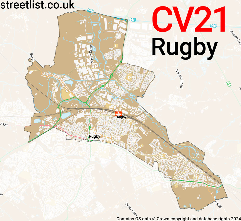 Map of the CV21 postcode