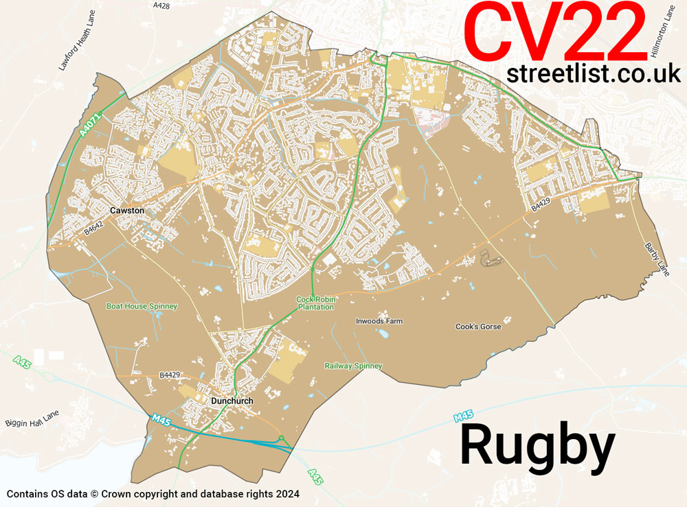 Map of the CV22 postcode