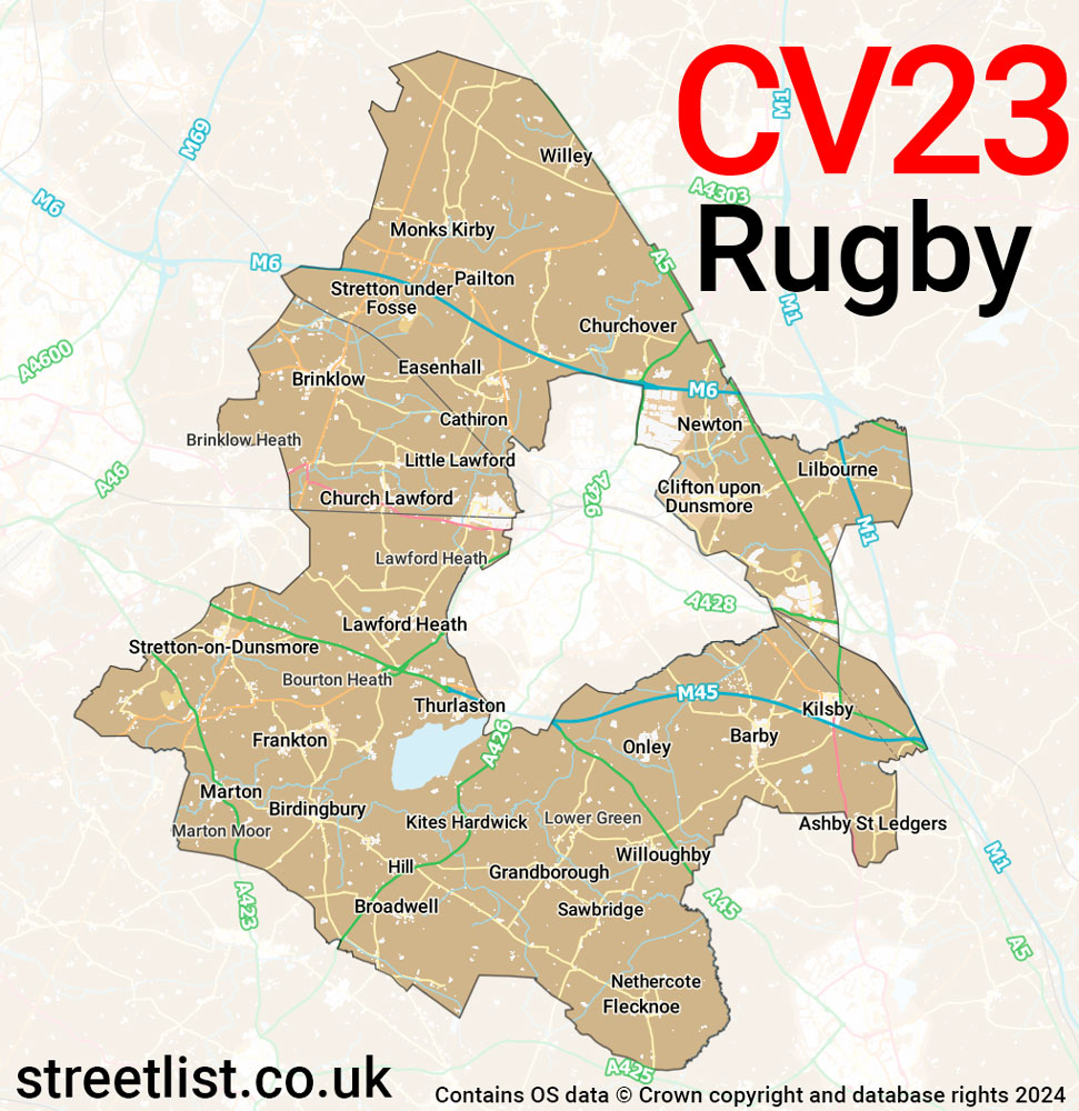 Map of the CV23 postcode