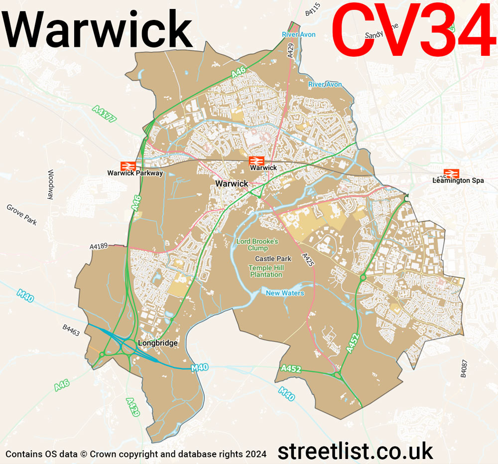 Map of the CV34 postcode