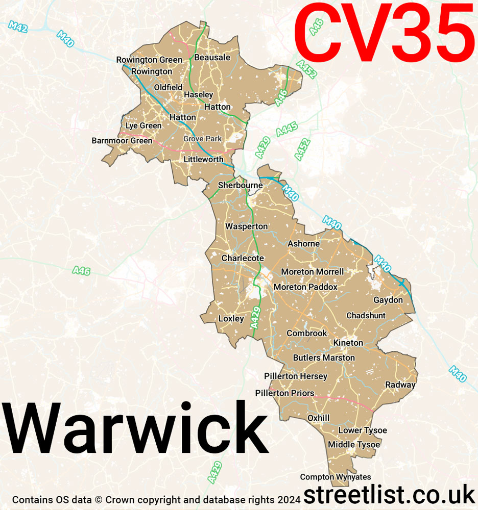 Map of the CV35 postcode